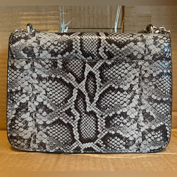 Michael Kors Pearl Gray multi long chain shoulder embossed leather purse. - Picture 5 of 7